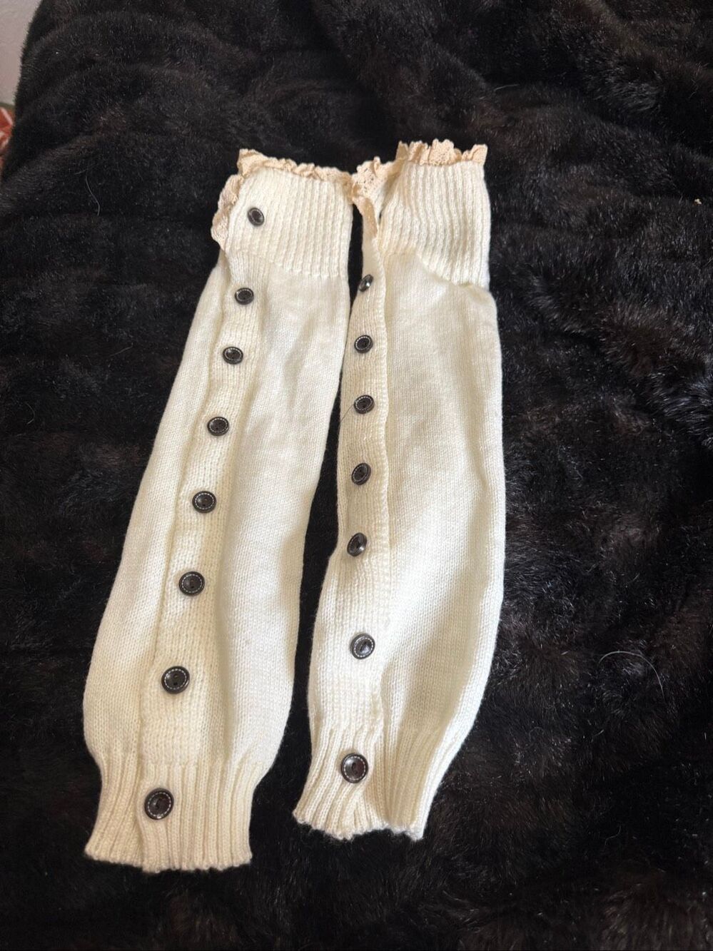 Buttoned Leg Warmers boot socks one size lace edge country warmth country